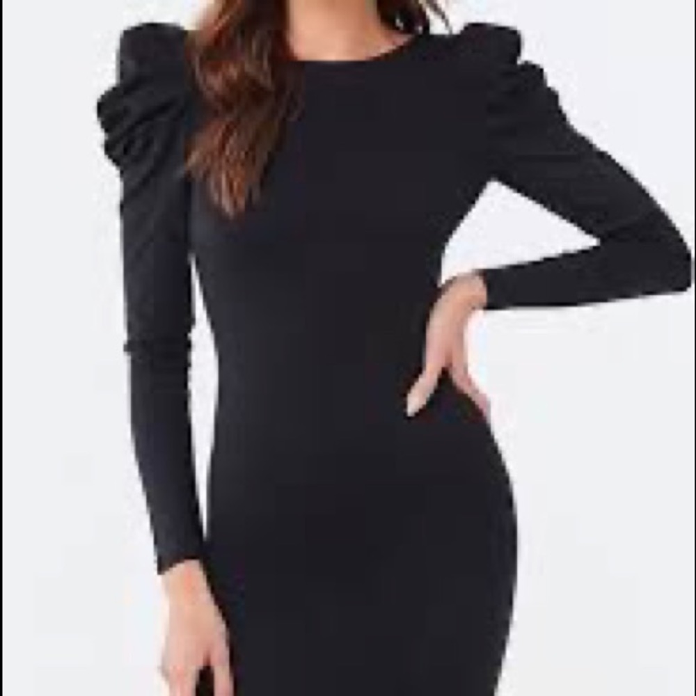 Forever 21 puff sleeve ribbed dress - Picture 4 of 6